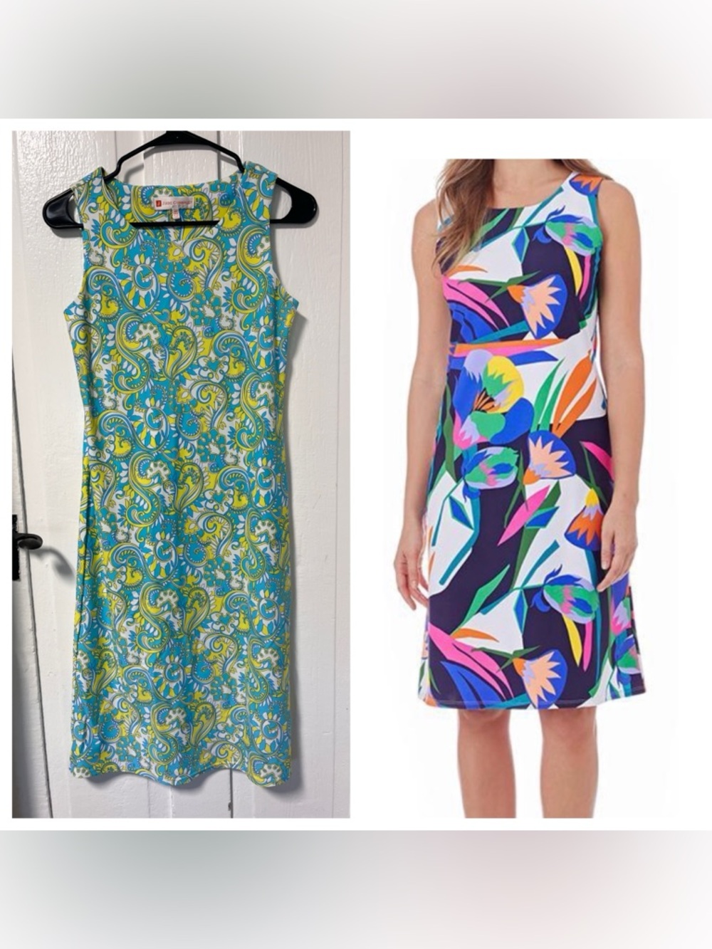 Jude Connally Beth Shift  Turquoise, Lime & White Paisley Shift Dress size xs